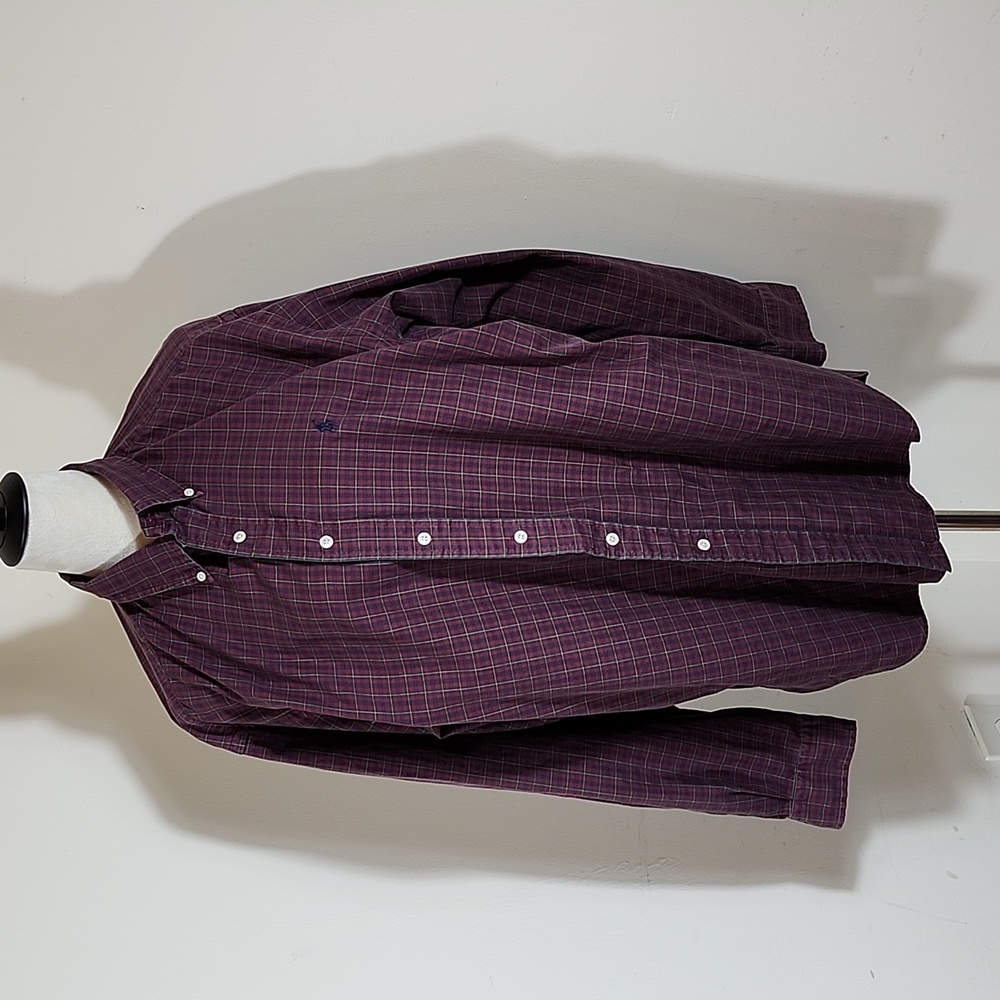 Ralph Lauren Dark Red, Green, Yellow Plaid  Button-Down  Men's Shirt, Size Large